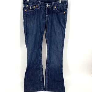 TRUE RELIGION Classic Hi Rise Blue Dark Wash Jeans Size 28 Hemmed
